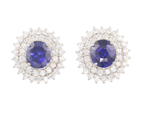 Blue sapphire and diamond earrings