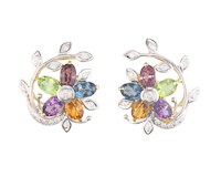 Mixed gem stones and diamond earrings