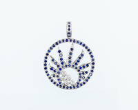 Blue sapphire and diamond pendant