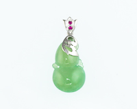 Jadeite (type-A) carving and ruby pendant