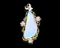 Opal, ruby and diamond pendant