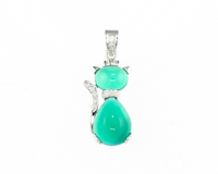 Chrysoprase and diamond pendant