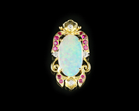 Opal, ruby and diamond pendant