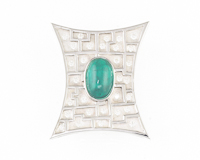 Emerald and cubic zirconia pendant