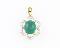 Chrysoprase and diamond pendant