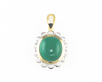 Chrysoprase and diamond pendant