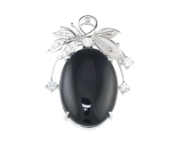 Onyx, zircon and cubic zirconia pendant