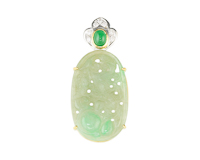Jadeite (type-A) carving, diamond and jadeite (type-A) pendant