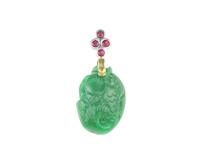 Jadeite (type-A) carving and ruby pendant