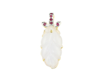 Jadeite (type-A) carving and ruby pendant