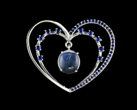 Moon stone and blue sapphire pendant