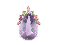 Amethyst and mixed gem stones pendant