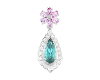Tourmaline, sapphire and diamond pendant