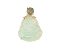 Jadeite (type-A) carving and opal pendant