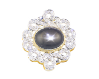 Star sapphire and diamond pendant