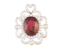 Rubellite and diamond pendant