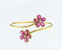 Rubellite and diamond bangle