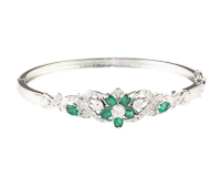 Emerald and diamond bangle