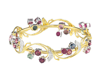 Tourmaline and diamond bangle