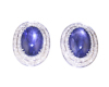 Blue star sapphire and diamond earrings